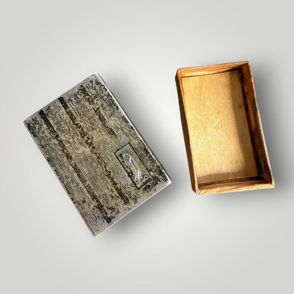 Antique Sterling Silver Vesta Match Safe Case Engraved Monogram Striped Design - Picture 9 of 13